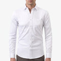 Formahem  - Long-Sleeve Collared Mens White Shirt Office Environment Wear