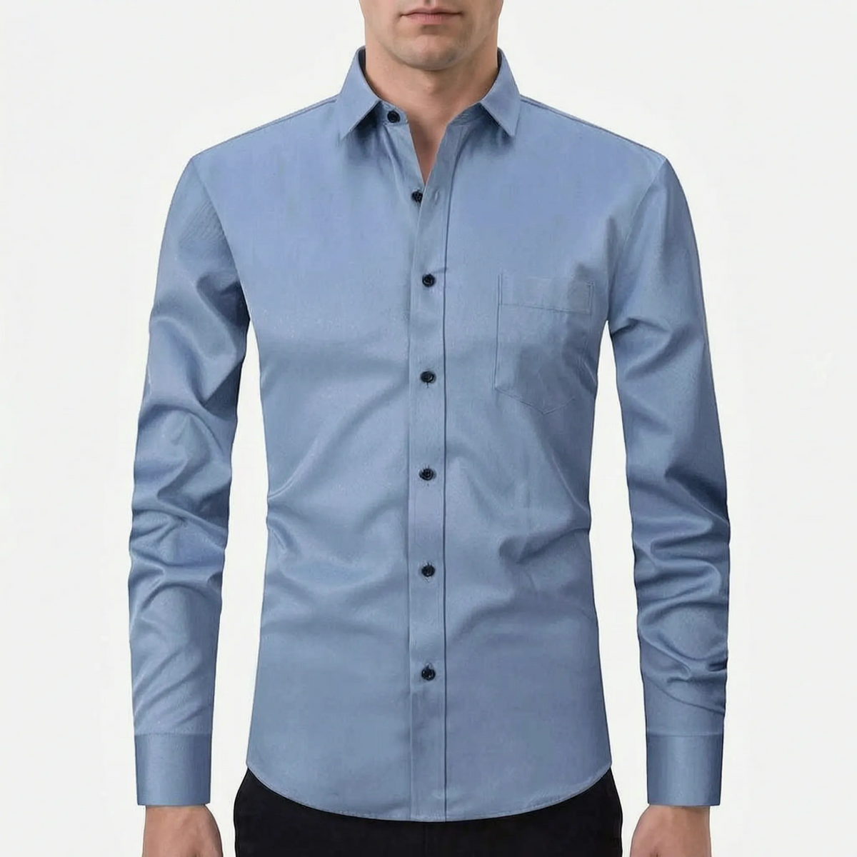 Formahem  - Long-Sleeve Collared Mens White Shirt Office Environment Wear