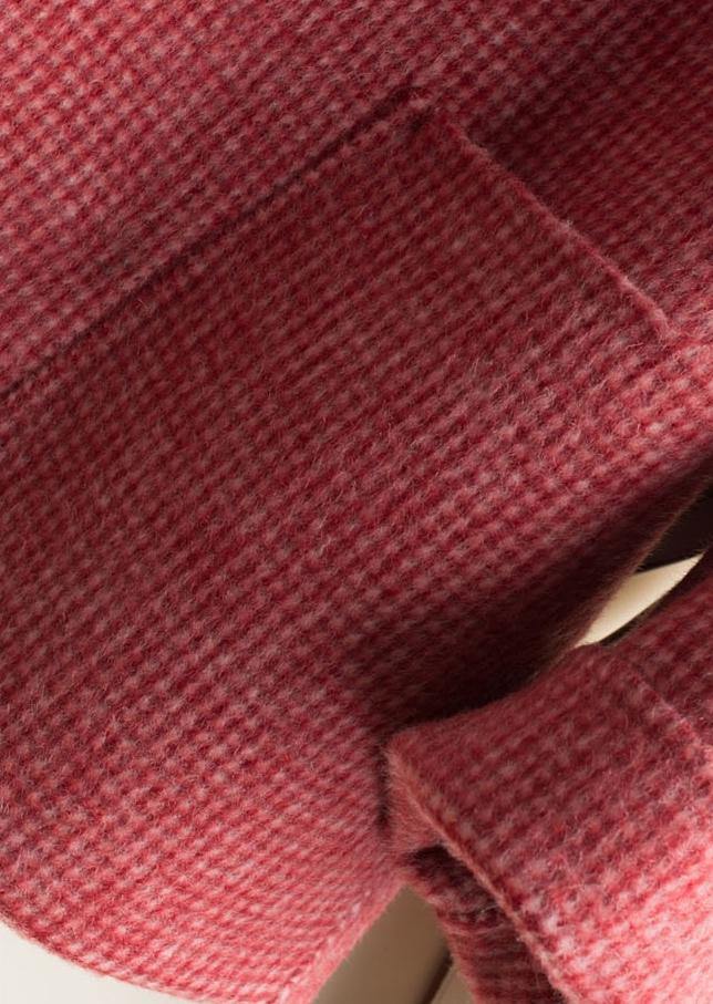 Women's checked tunic coat with notched lapels, long sleeves and front patch pockets