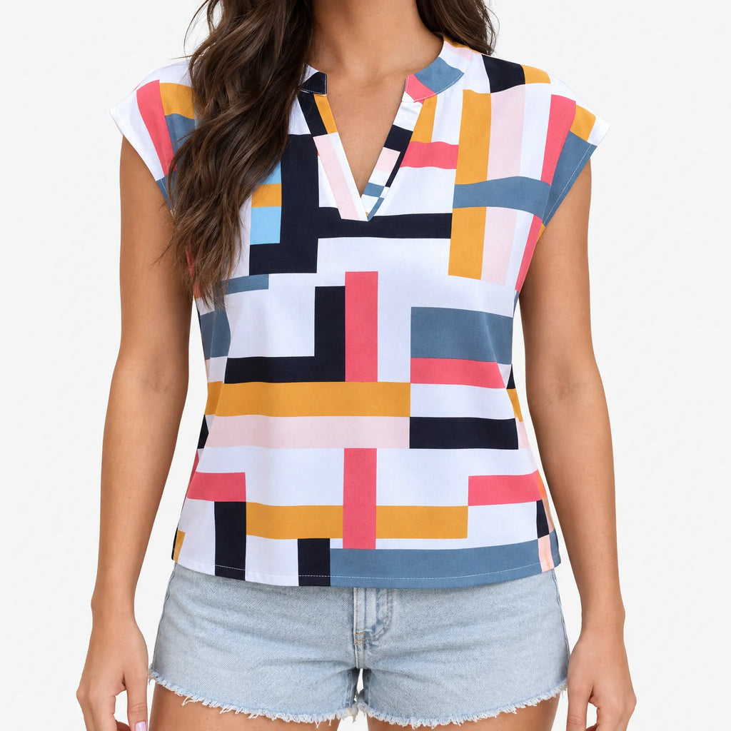 Geometra  - Geometric Print Top Casual Daytime Wear