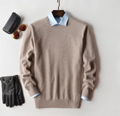 Men's plain crew neck jumper with long sleeves and ribbed trims