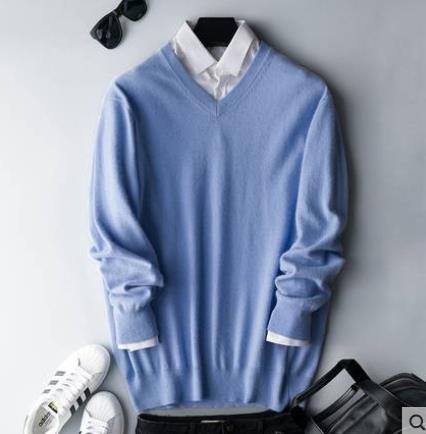 Men's plain crew neck jumper with long sleeves and ribbed trims