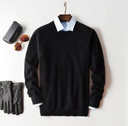 Men's plain crew neck jumper with long sleeves and ribbed trims
