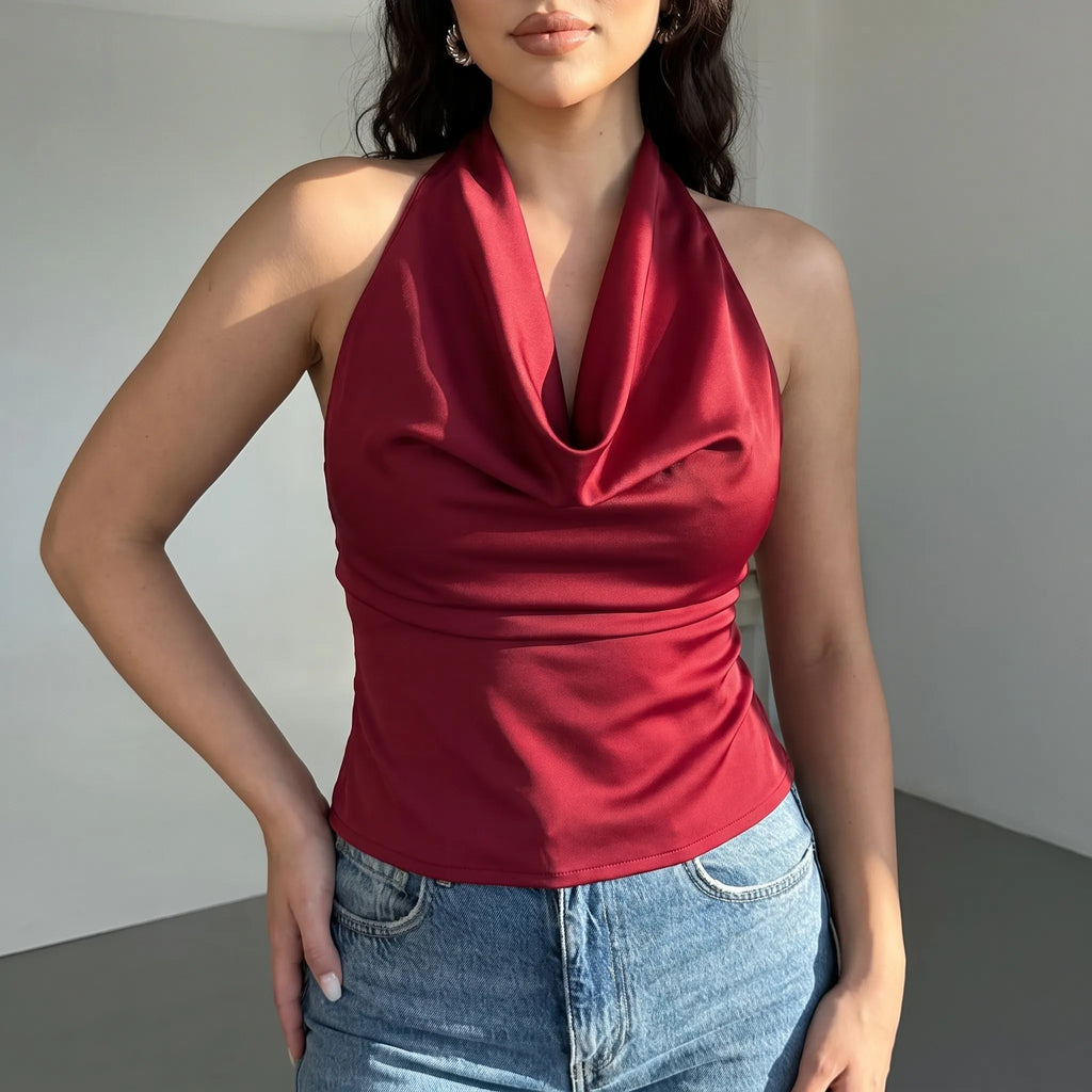 Haltis  - Draped Halter Neck Top Evening Out