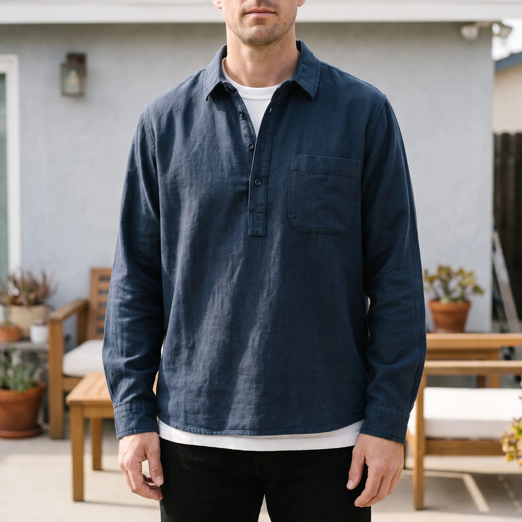 HavenShirt  - Men's Long Sleeve Popover Shirt Smart-Casual Dressing