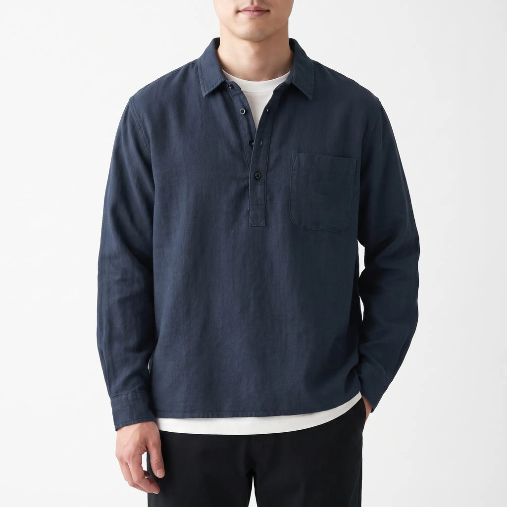 HavenShirt  - Men's Long Sleeve Popover Shirt Smart-Casual Dressing