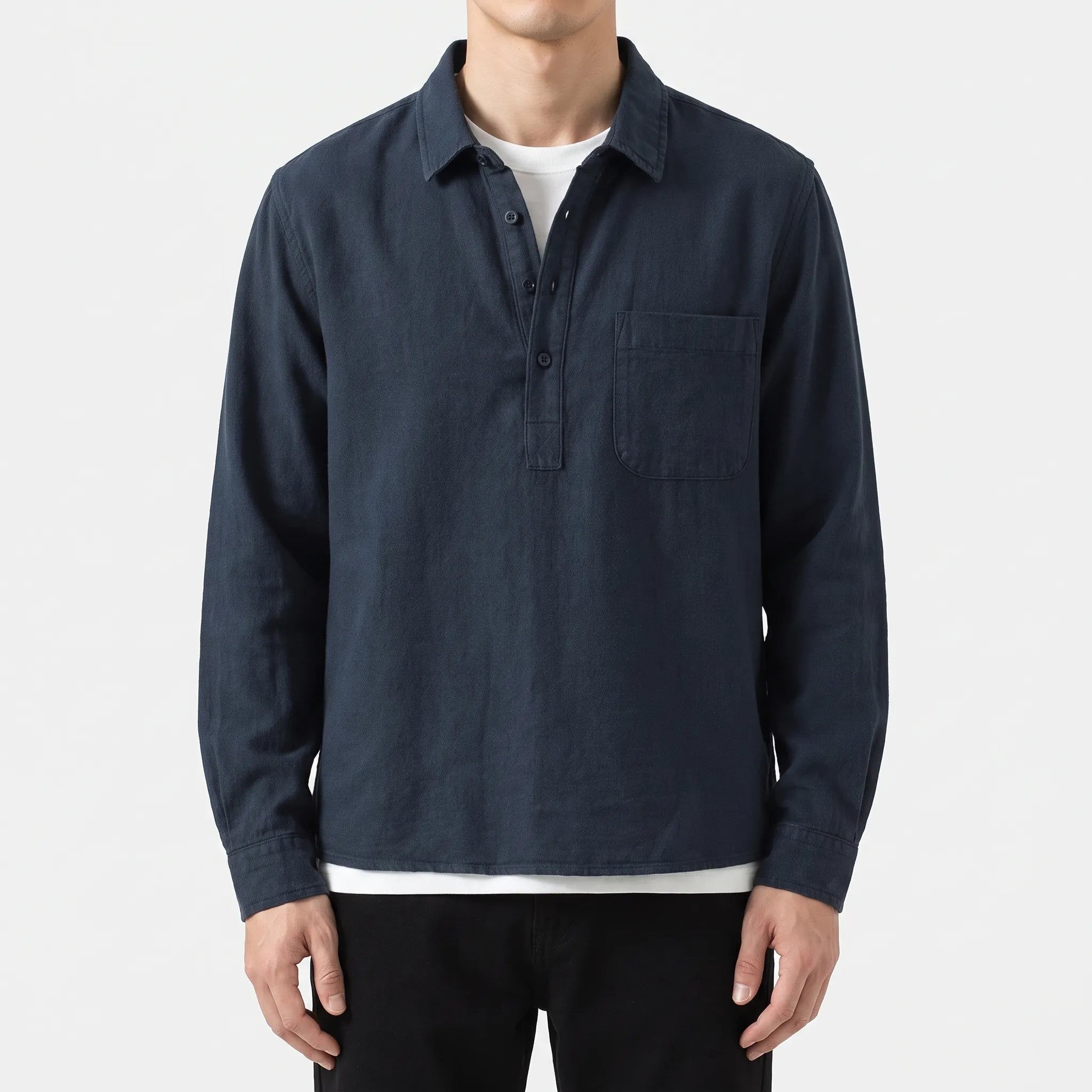 HavenShirt  - Men's Long Sleeve Popover Shirt Smart-Casual Dressing