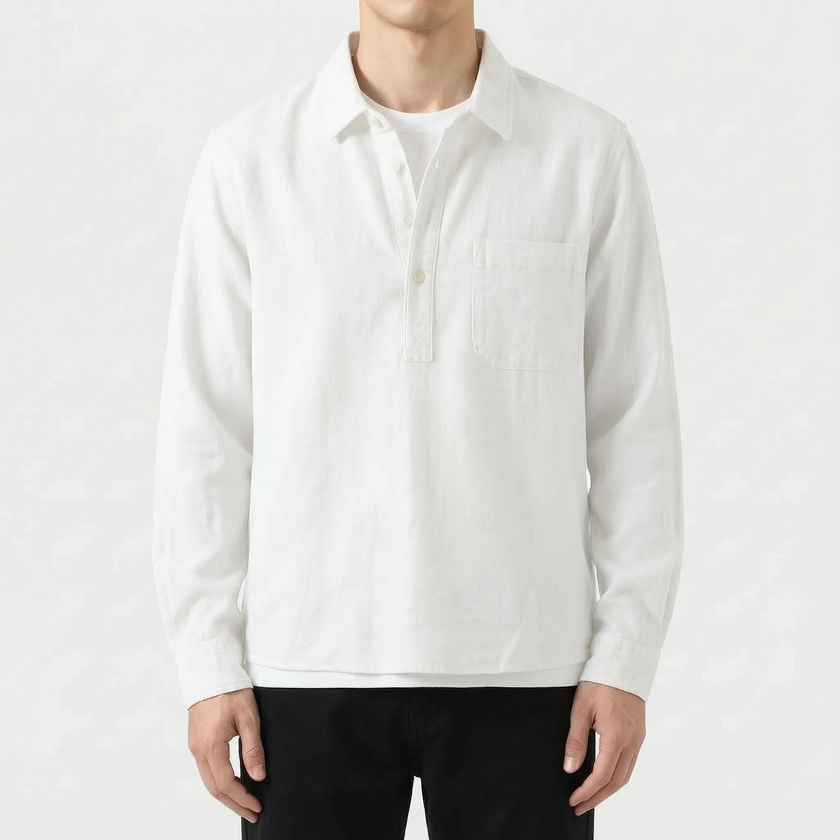 HavenShirt  - Men's Long Sleeve Popover Shirt Smart-Casual Dressing