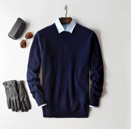 Men's plain crew neck jumper with long sleeves and ribbed trims