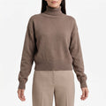 Hembox  - Cropped Turtleneck Jumper Layering Over High-Waisted Trousers