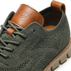 Textured men's lace-up trainers with round toes and flat segmented soles