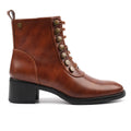Women's lace-up ankle boots with rounded toe and block heel