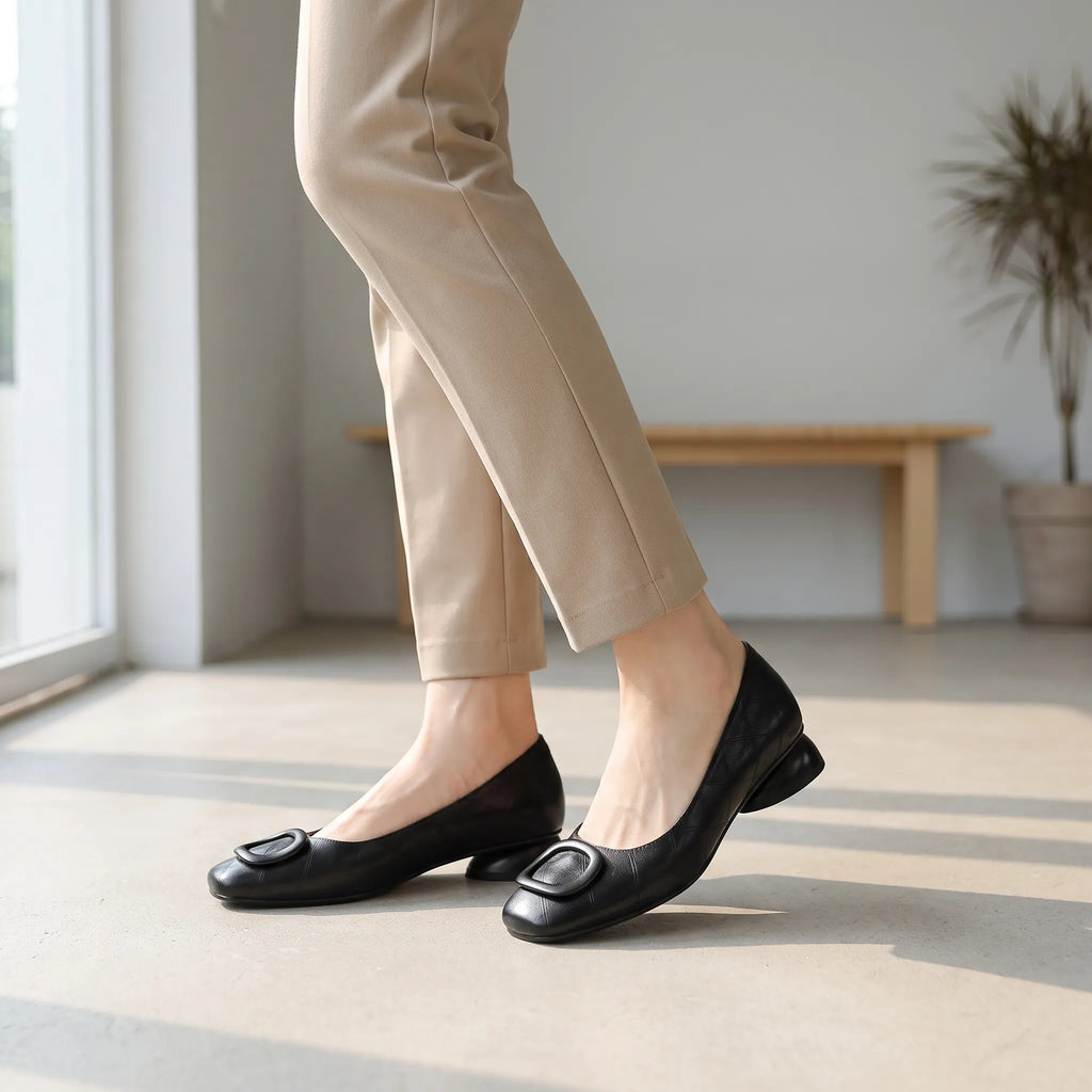 JozieHeels  - Brown Block Heel Shoes Workwear Attire