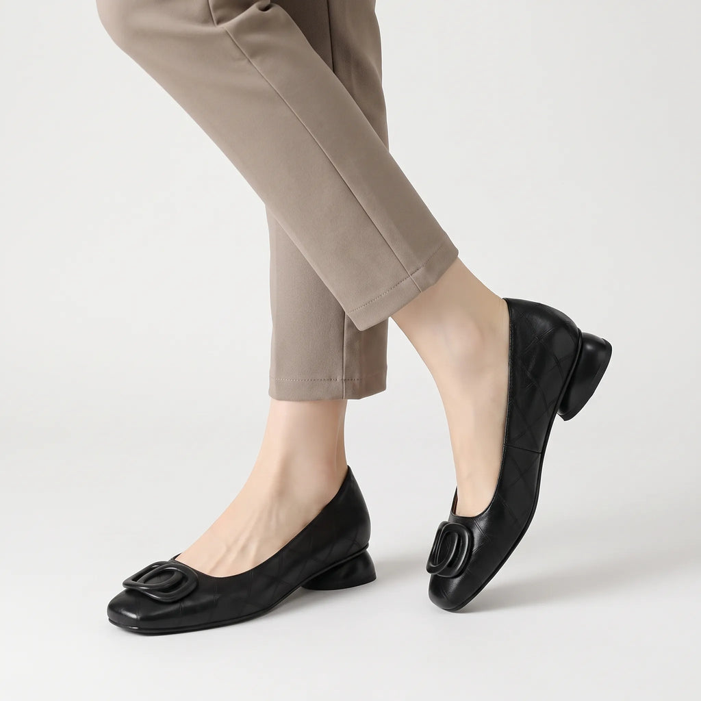 JozieHeels  - Brown Block Heel Shoes Workwear Attire