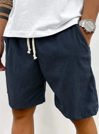 Men's ribbed corduroy-style drawstring shorts with side pockets