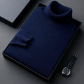 Men's plain roll-neck jumper with long sleeves and ribbed trims