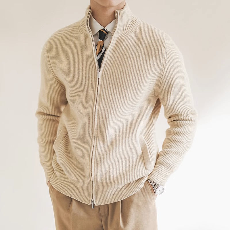 knit-cardigan-ribbed-knit-surface-and-flexible-shape