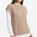 KnitVest  - Sleeveless Cable Knit Sweater Vest Transitional Layering