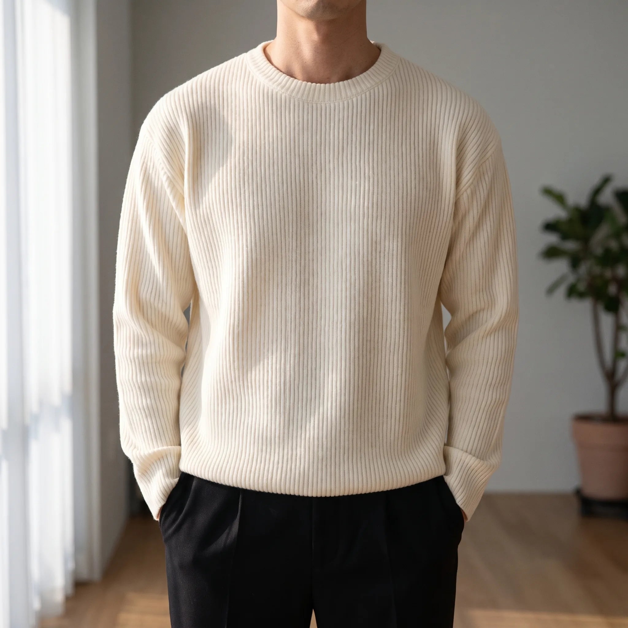 KnitVibe  - Ribbed Long Knitted Jumper Casual Dressing