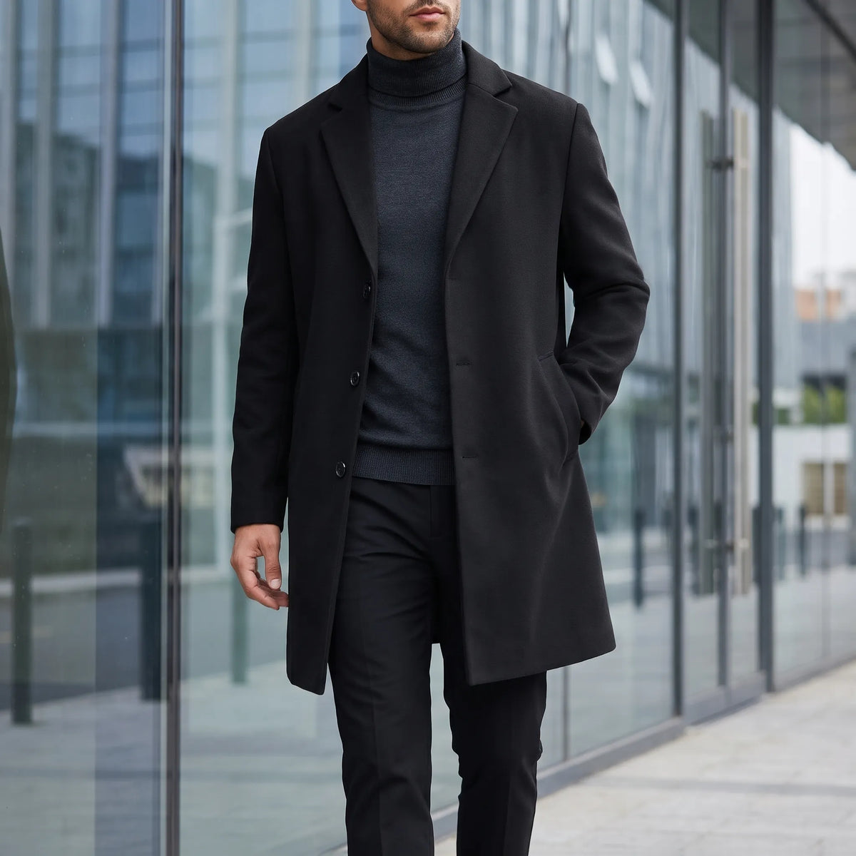 Kovalen  - Tailored Single-Breasted Long Overcoat Business Commuting