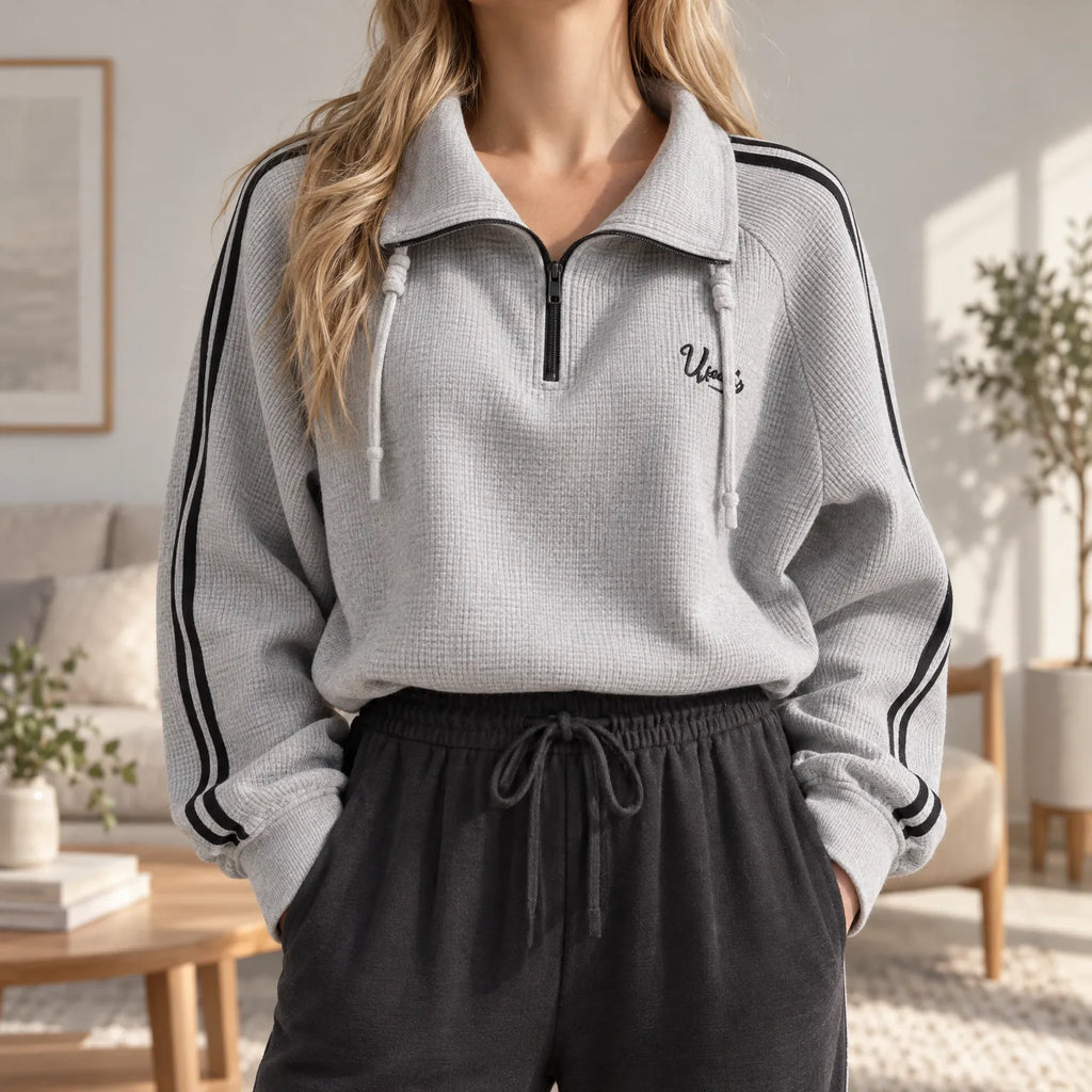 Kynith  - Waffle Knit Sweatshirt Layering On Cooler Days
