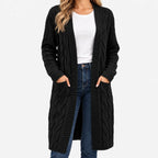Kythera  - Cable Knit Long Cardigan Layering Over T-Shirts
