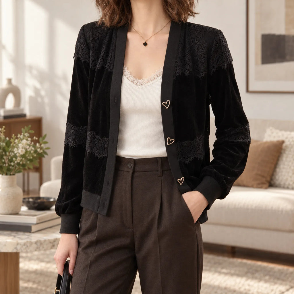 Lacetto  - Women's Lace Cardigan Jacket Layering Over Tops