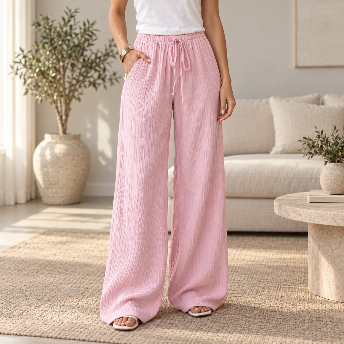 Lazeo  - Wide Leg Loungewear Set Relaxing At Home