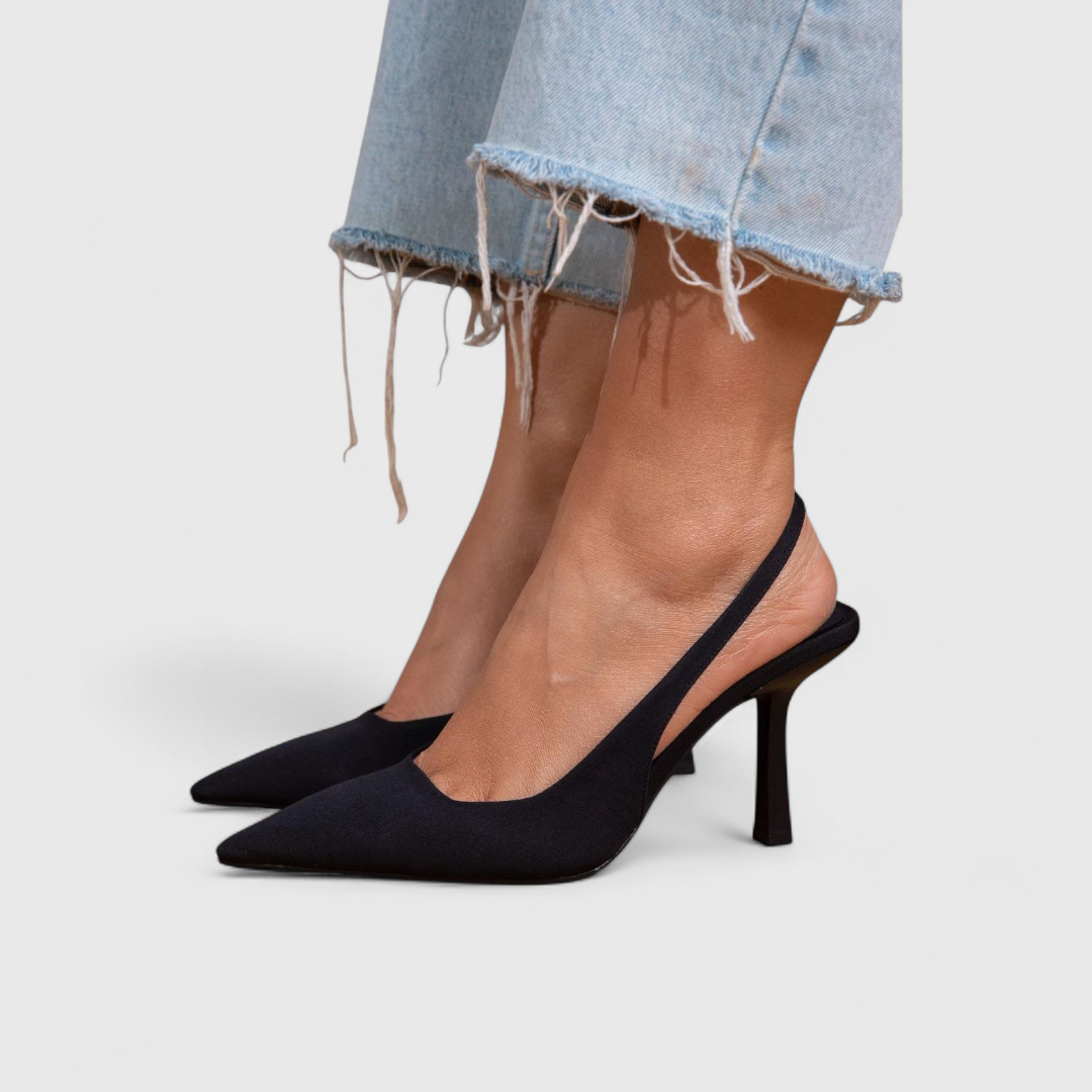Pointed slingback high heels with slim high heel