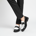 Men's slip-on loafers with contrast panels, rounded toes and low heels