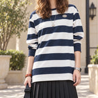 Lineo  - Oversized Striped Long Sleeve Top Casual Daytime Wear