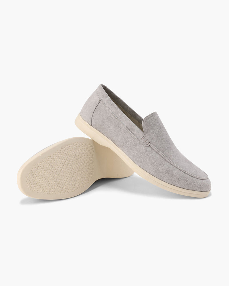 Men's slip-on loafers with moc toe stitching and textured soles