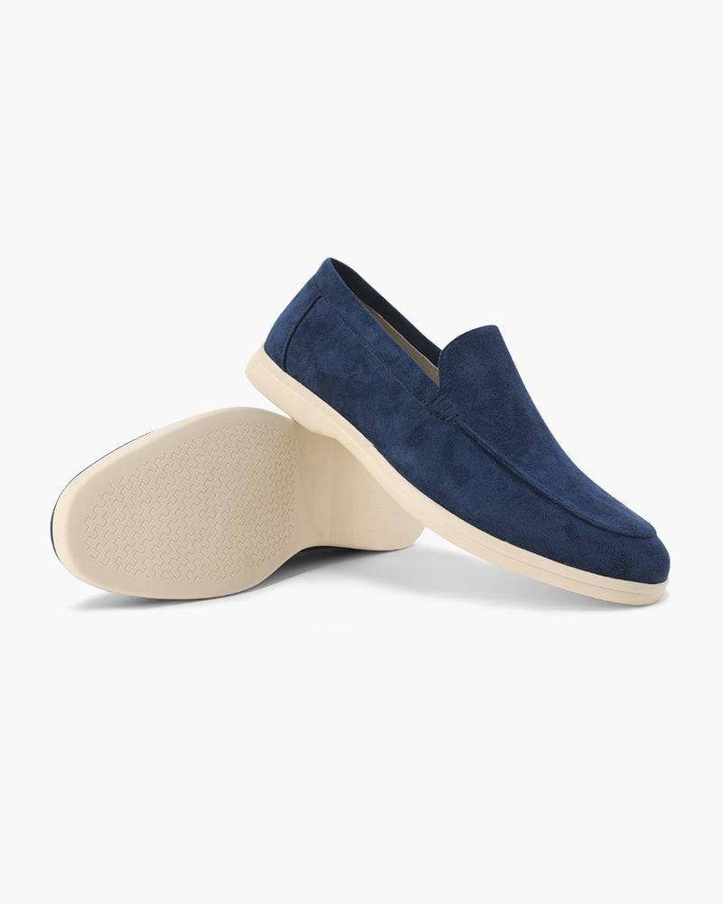 Men's slip-on loafers with moc toe stitching and textured soles