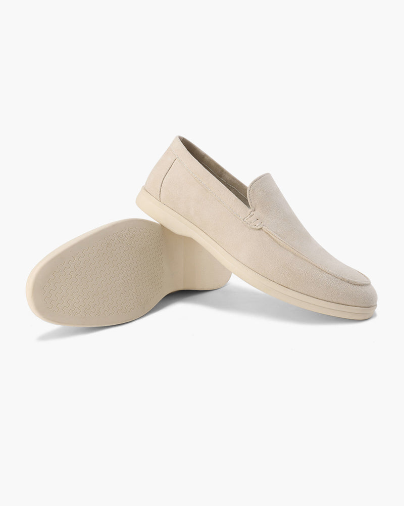 Men's slip-on loafers with moc toe stitching and textured soles