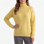 Women's geometric diamond pattern roll neck jumper