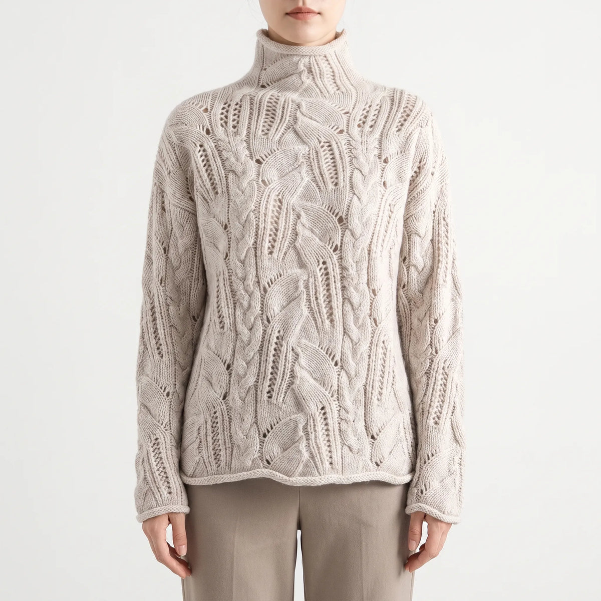 LoomLace  - Womens Cable Knit Jumper Cold Weather Layering