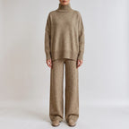 Women's relaxed turtleneck jumper and wide-leg trouser loungewear set