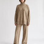 Women's relaxed turtleneck jumper and wide-leg trouser loungewear set