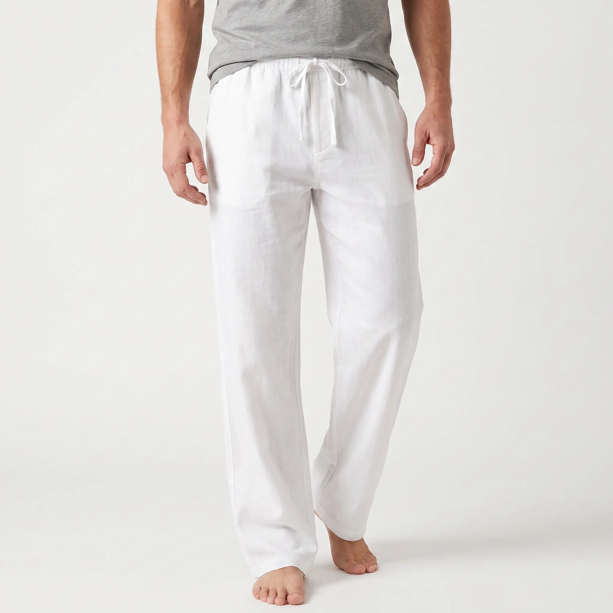 Men's wide-leg drawstring trousers with elasticated waist