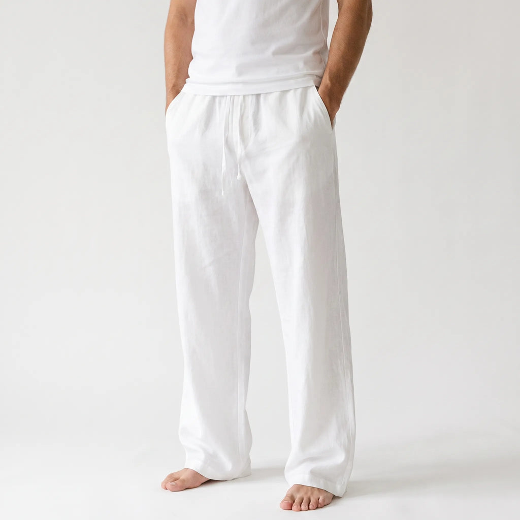 Men's wide-leg drawstring trousers with elasticated waist