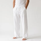 Men's wide-leg drawstring trousers with elasticated waist