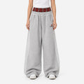 Women's wide-leg jogger trousers with double waistband and side stripes