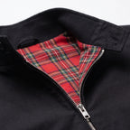 Men's Harrington jacket with stand collar, zip front and tartan lining