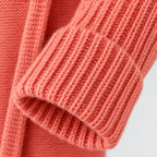 Women's chunky knit hooded cardigan with open front and long sleeves