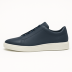 Low-top slip-on sneakers with rounded toes, elasticated panels and contrast layered soles