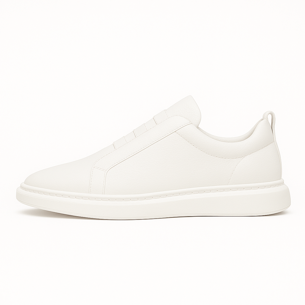 Low-top slip-on sneakers with rounded toes, elasticated panels and contrast layered soles