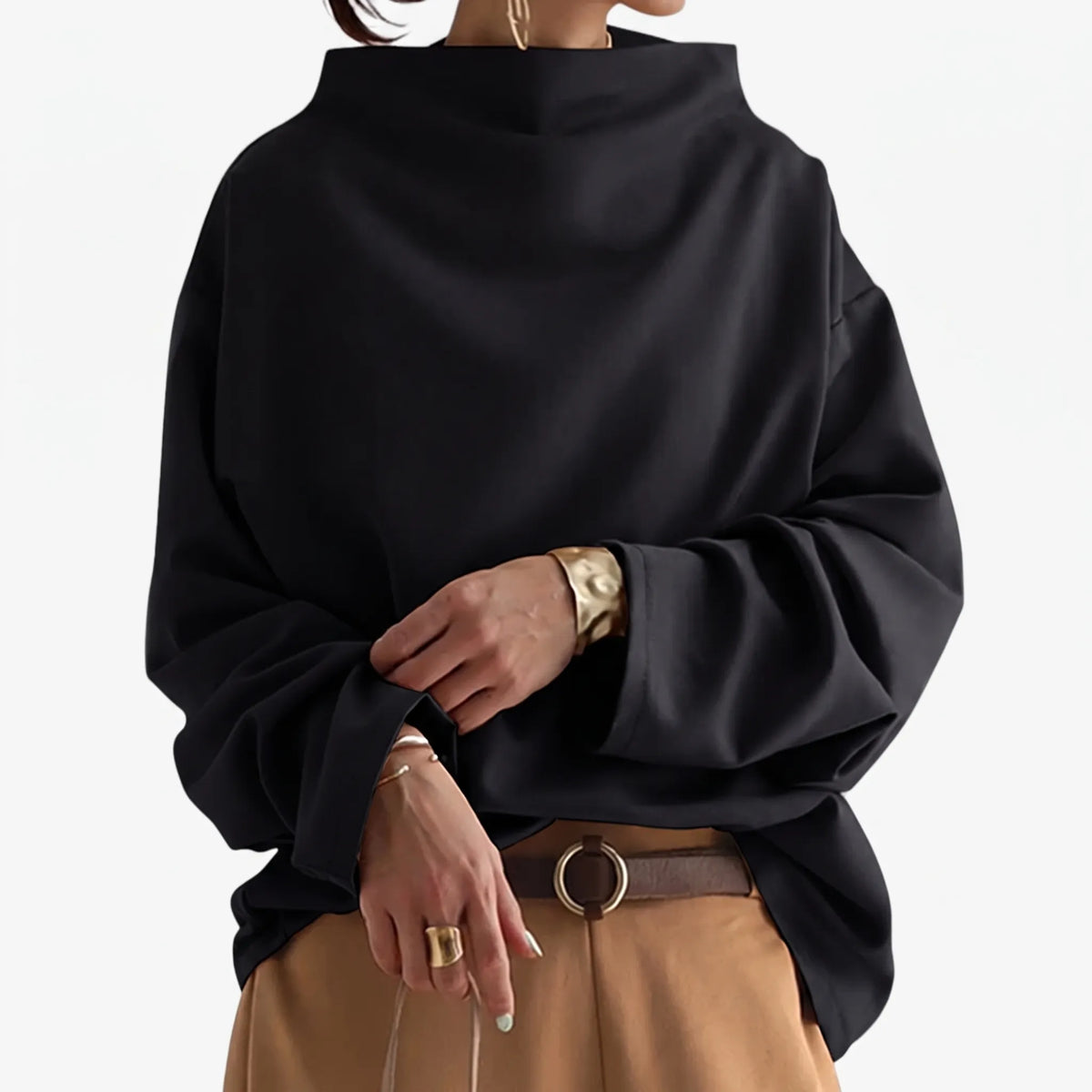LuminaKnit  - Women's High Neck Jumper Everyday Layering