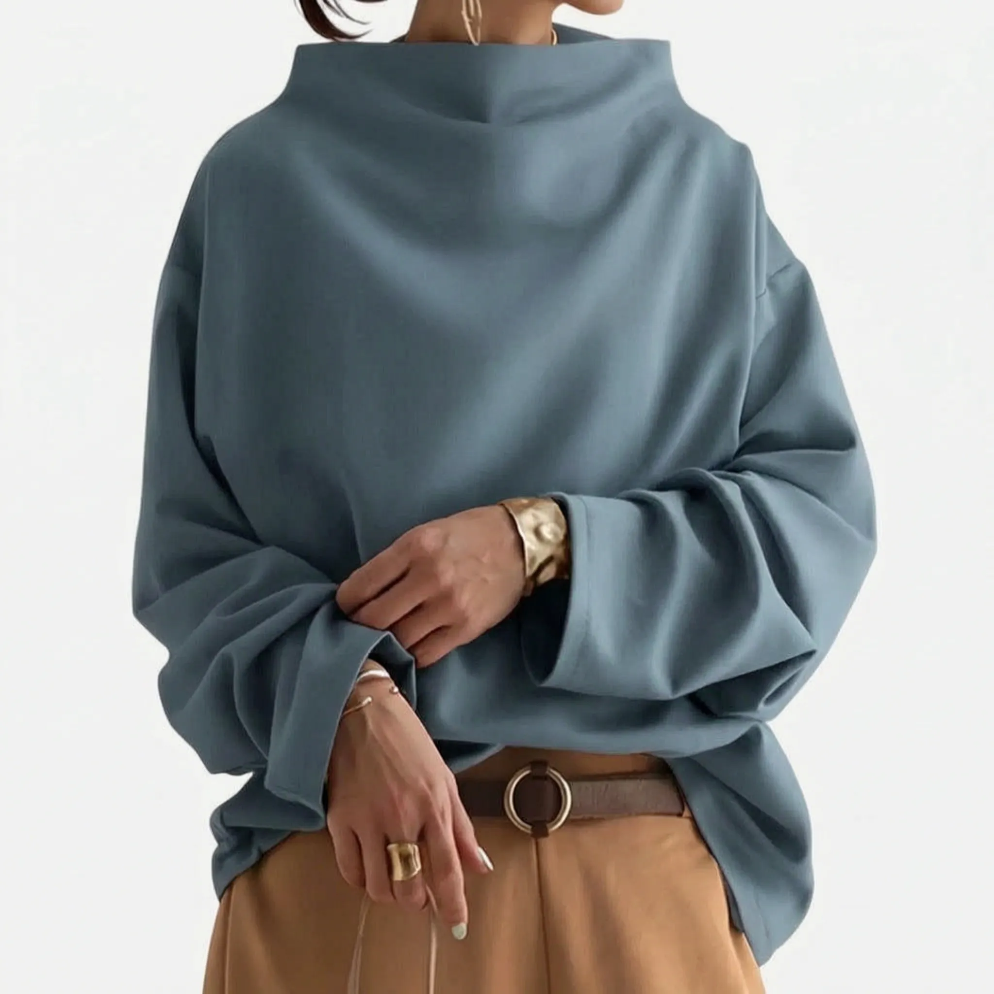 LuminaKnit  - Women's High Neck Jumper Everyday Layering