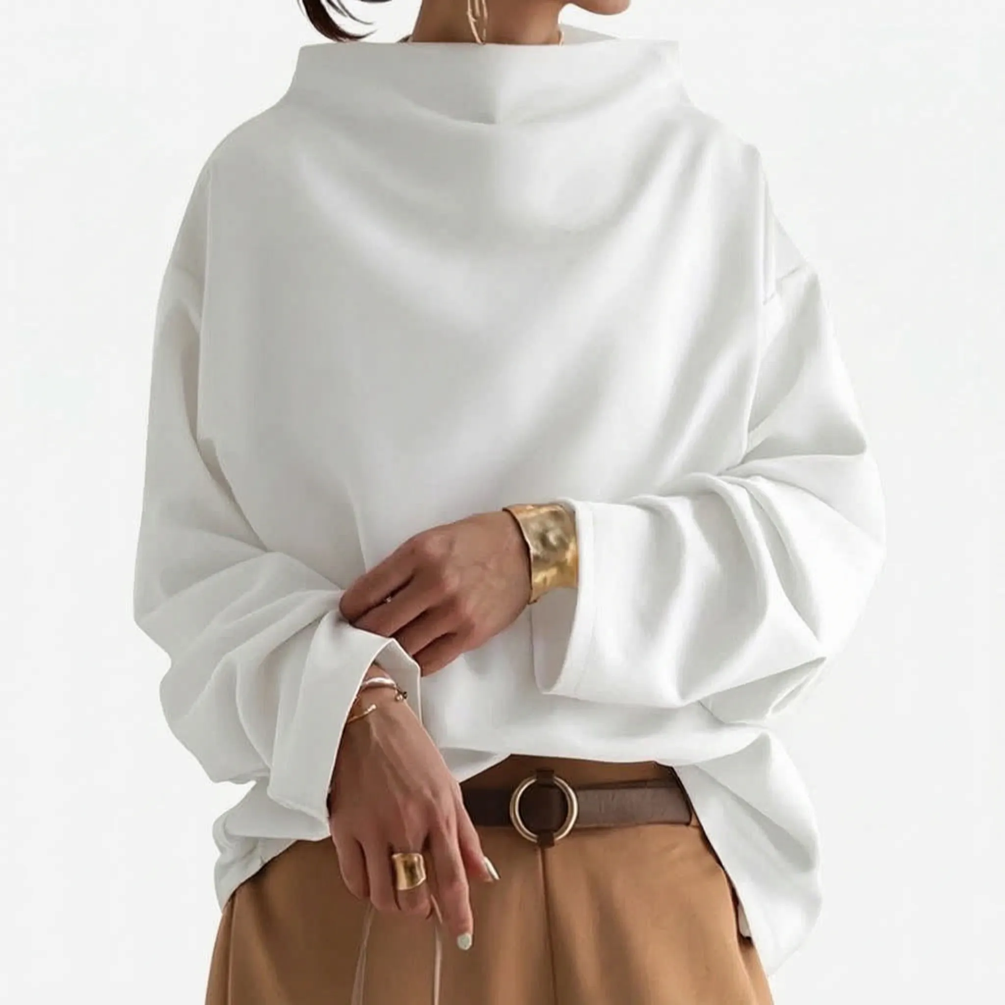 LuminaKnit  - Women's High Neck Jumper Everyday Layering