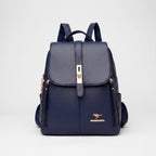 Structured plain backpack with flap front, adjustable straps and side zips